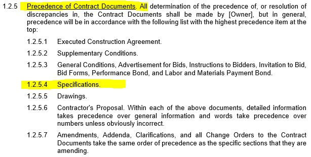 architectural specifications consultation - general conditions excerpt 